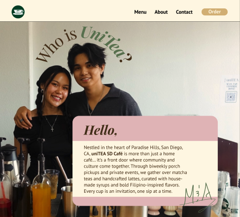 UniTea Website — hi-fi prototype of the About page